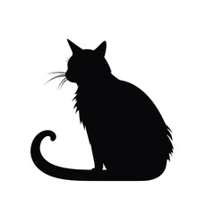 Cat Silhouette, Black and white SVG isolated graphics in the white background