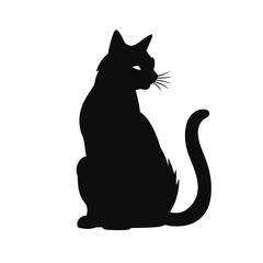 Cat Silhouette, Black and white SVG isolated graphics in the white background