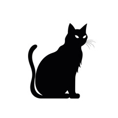 Cat Silhouette, Black and white SVG isolated graphics in the white background