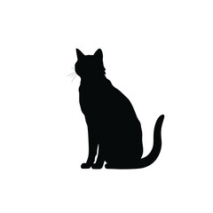 Cat Silhouette, Black and white SVG isolated graphics in the white background