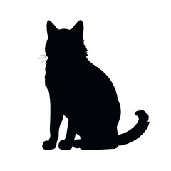 Cat Silhouette, Black and white SVG isolated graphics in the white background