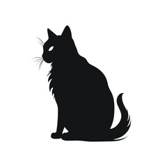 Cat Silhouette, Black and white SVG isolated graphics in the white background