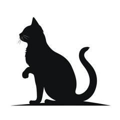 Cat Silhouette, Black and white SVG isolated graphics in the white background