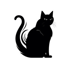 Cat Silhouette, Black and white SVG isolated graphics in the white background