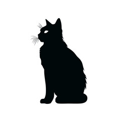 Cat Silhouette, Black and white SVG isolated graphics in the white background