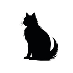 Cat Silhouette, Black and white SVG isolated graphics in the white background