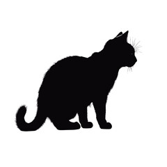 Cat Silhouette, Black and white SVG isolated graphics in the white background