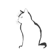 Cat Silhouette, Black and white SVG isolated graphics in the white background