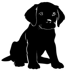 Dog Silhouette isolated graphic, wolf, puppy, breed, black and white