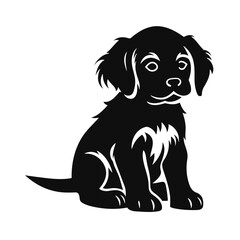Dog Silhouette isolated graphic, wolf, puppy, breed, black and white