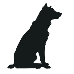 Dog Silhouette isolated graphic, wolf, puppy, breed, black and white