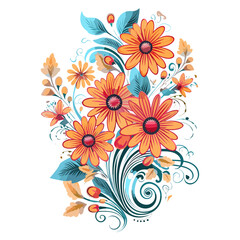 Flowers colourful graphic, vector svg, floral nature illustration