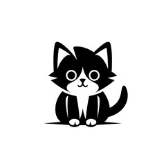 Cute looking cat, adorable kiity, kitten, graphic svg vector illustration of a little cat, young, head, big eyes
