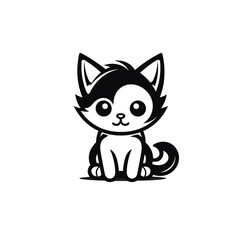 Cute looking cat, adorable kiity, kitten, graphic svg vector illustration of a little cat, young, head, big eyes
