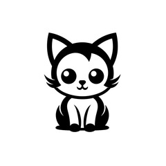 Cute looking cat, adorable kiity, kitten, graphic svg vector illustration of a little cat, young, head, big eyes