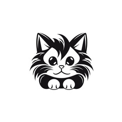Cute looking cat, adorable kiity, kitten, graphic svg vector illustration of a little cat, young, head, big eyes