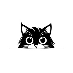 Cute looking cat, adorable kiity, kitten, graphic svg vector illustration of a little cat, young, head, big eyes