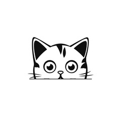 Cute looking cat, adorable kiity, kitten, graphic svg vector illustration of a little cat, young, head, big eyes