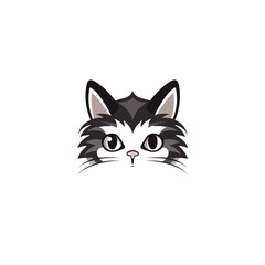 Cute looking cat, adorable kiity, kitten, graphic svg vector illustration of a little cat, young, head, big eyes