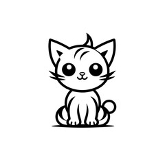 Cute looking cat, adorable kiity, kitten, graphic svg vector illustration of a little cat, young, head, big eyes
