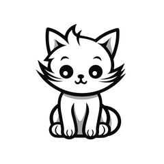 Cute looking cat, adorable kiity, kitten, graphic svg vector illustration of a little cat, young, head, big eyes
