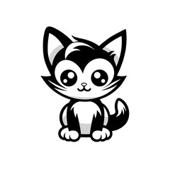 Cute looking cat, adorable kiity, kitten, graphic svg vector illustration of a little cat, young, head, big eyes