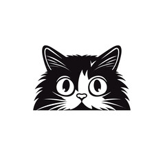 Cute looking cat, adorable kiity, kitten, graphic svg vector illustration of a little cat, young, head, big eyes