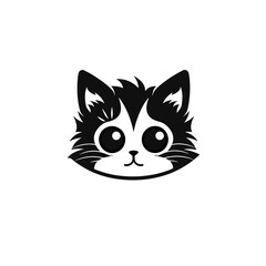 Fototapeta na wymiar Cute looking cat, adorable kiity, kitten, graphic svg vector illustration of a little cat, young, head, big eyes
