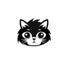 Obraz premium Cute looking cat, adorable kiity, kitten, graphic svg vector illustration of a little cat, young, head, big eyes