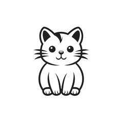 Cute looking cat, adorable kiity, kitten, graphic svg vector illustration of a little cat, young, head, big eyes