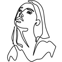 Woman face line art flourish illustration
