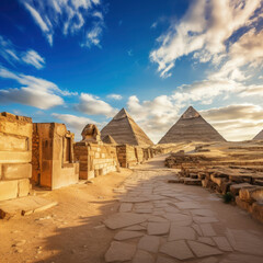 Fototapeta na wymiar the Great Pyramids of Giza in the distance