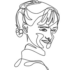 Woman face line art flourish illustration