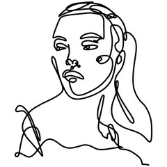 Woman face line art flourish illustration
