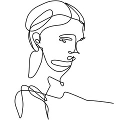 Woman face line art flourish illustration