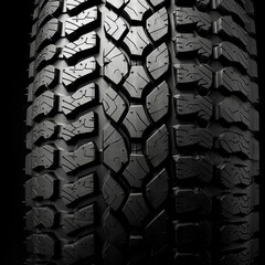 a close-up of a tire on a black background