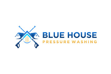 Water presure jet cleaner logo design service house roof property icon symbol 