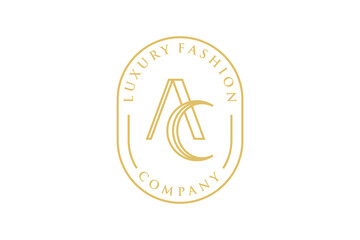 AC initial letter logo design beauty fashion spa label icon symbol