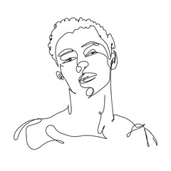 One line art of gorgeous man. One line art. One line art man.