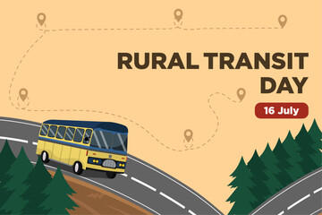 Vector Rural Transit Day with the feel of a bus trip to the countryside Illustration Suitable for Use as a Background or Banner © MINDESIGN STUDIO