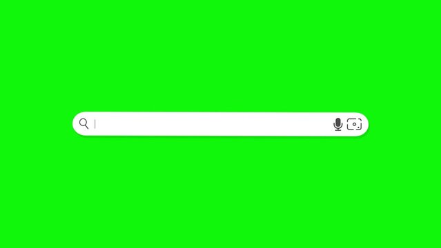 Animated blank search engine bar on green screen. Clean white single blank line text box for searching database or Internet web browsing. Search with image and Reverse Image Searching.