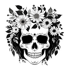 Wildflower SVG silhouette black and white isolated graphic, flower, nature
