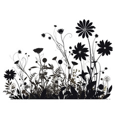 Wildflower SVG silhouette black and white isolated graphic, flower, nature