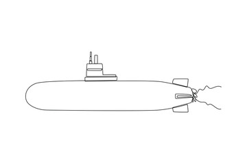 Obraz premium Continuous one line drawing Ocean travel transportation concept. Single line draw design vector graphic illustration.