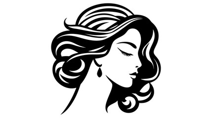 Beautiful silhouette of girl, woman. Salon logo, vector illustration on white background
