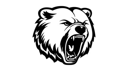 Bear head illustration, logo. Vector drawing of bear on white background