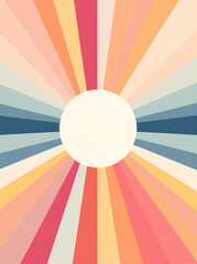 a colorful background with long lines and a sun, in the style of vintage minimalism. Generative AI