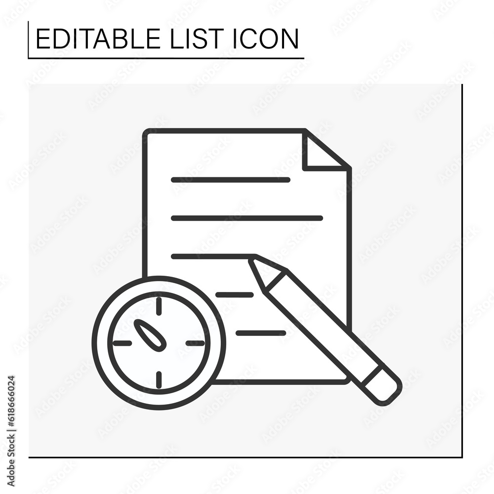 Poster document line icon. fast writing skills. letter with pencil write information. list concept. isolate