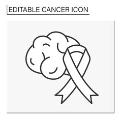 Disease line icon. Brain cancer. Malignant brain tumor. Healthcare concept. Isolated vector illustration. Editable stroke