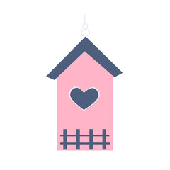 Aesthetic bird house Illustration, spring season